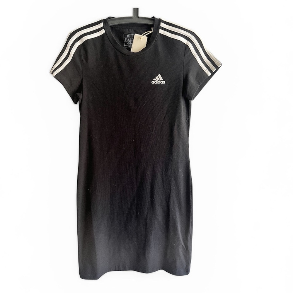 NWT Adidas Black Short Sleeve Three-Stripe T-Shirt Dress